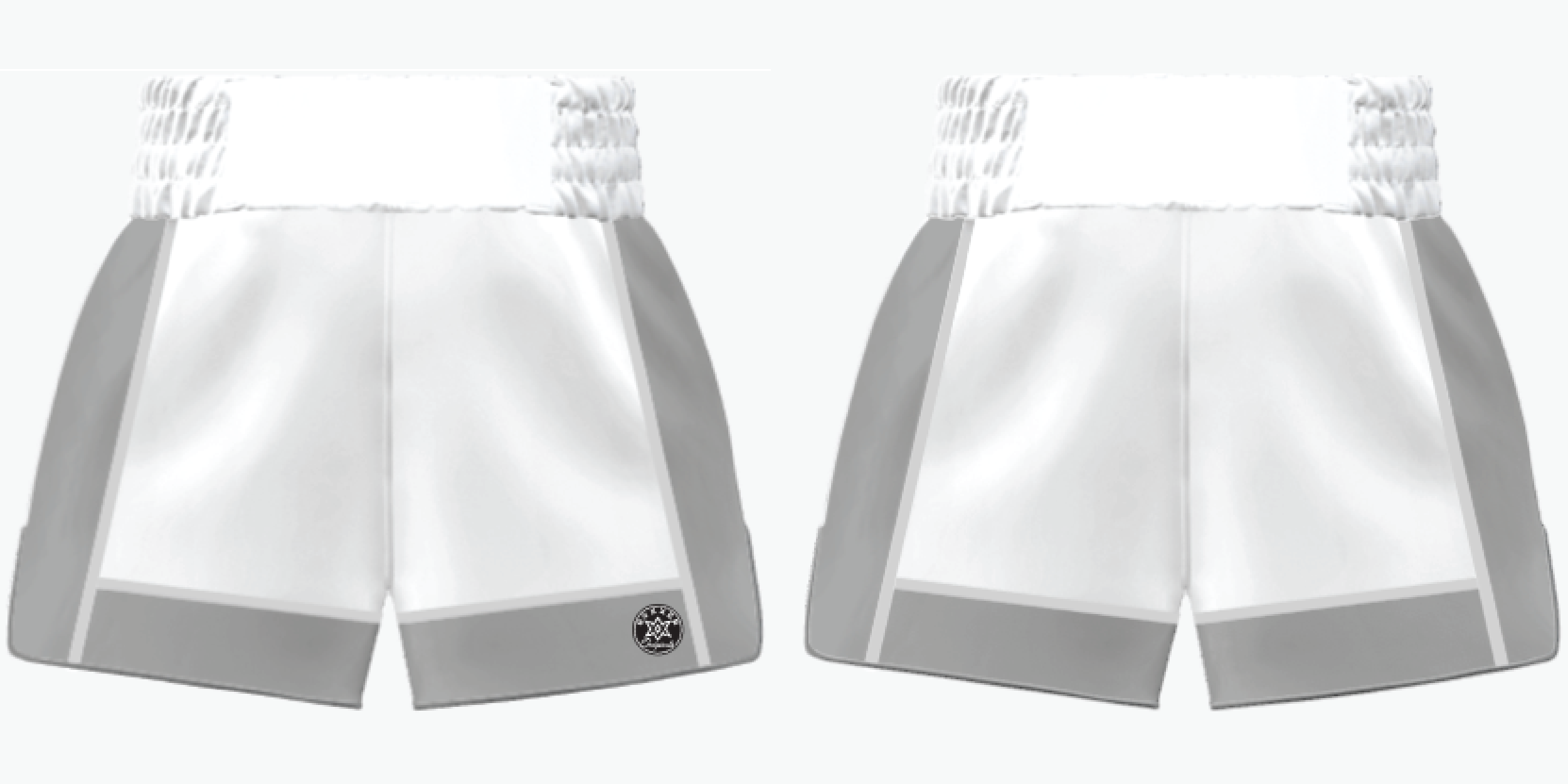 Attack custom Muay Thai shorts with side and lower panels, wide legs, and side slits.